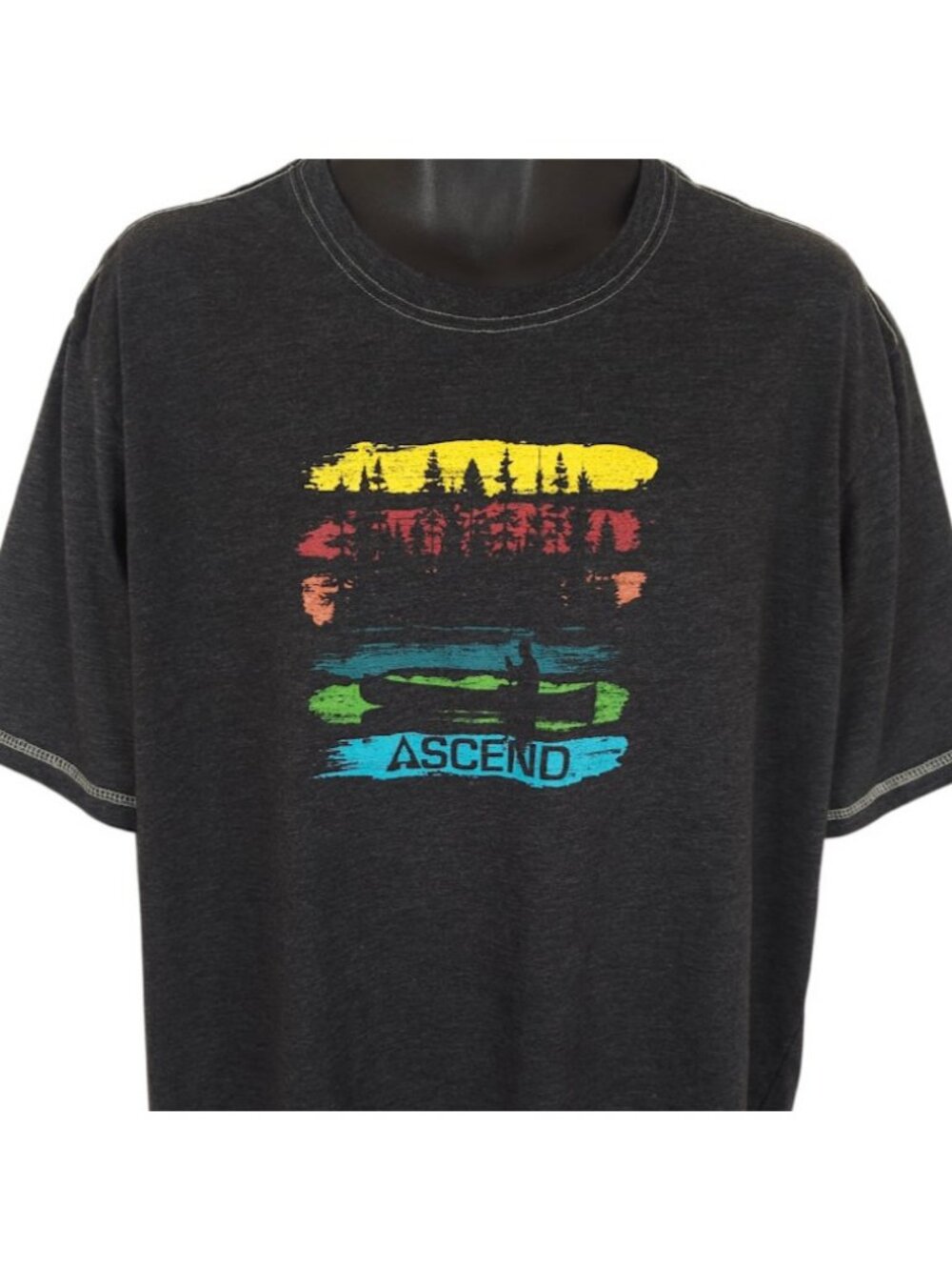 Canoeing T Shirt Mens Size 2XL Gray Ascend Outdoors Wilderness Nature Tee